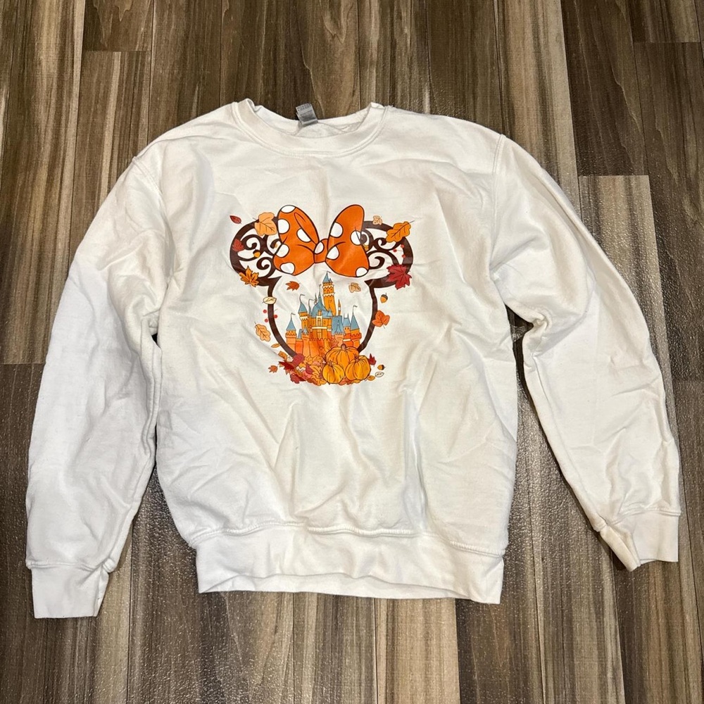 Disney White Long Sleeve Tee with Orange Minnie Graphic